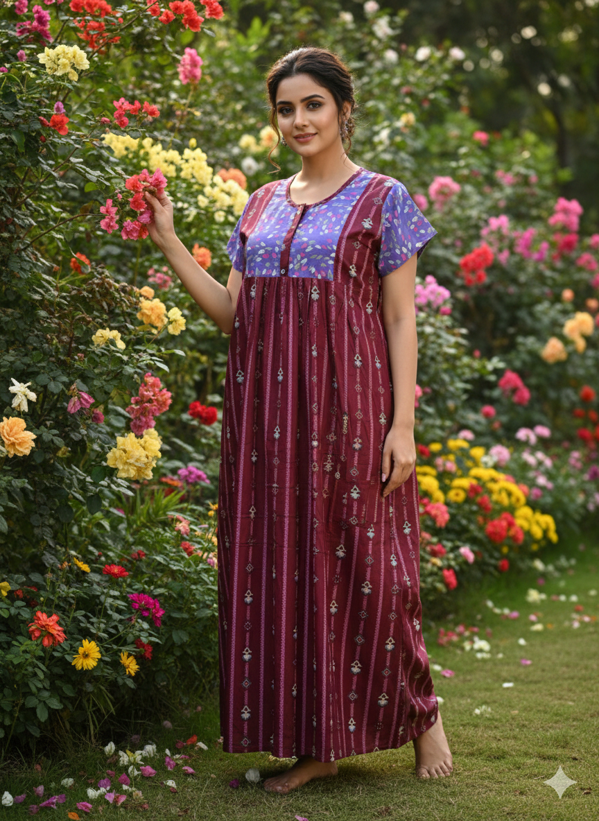 XXL without buff sleeve frock nighty purple - Womens clothing in Nagercoil