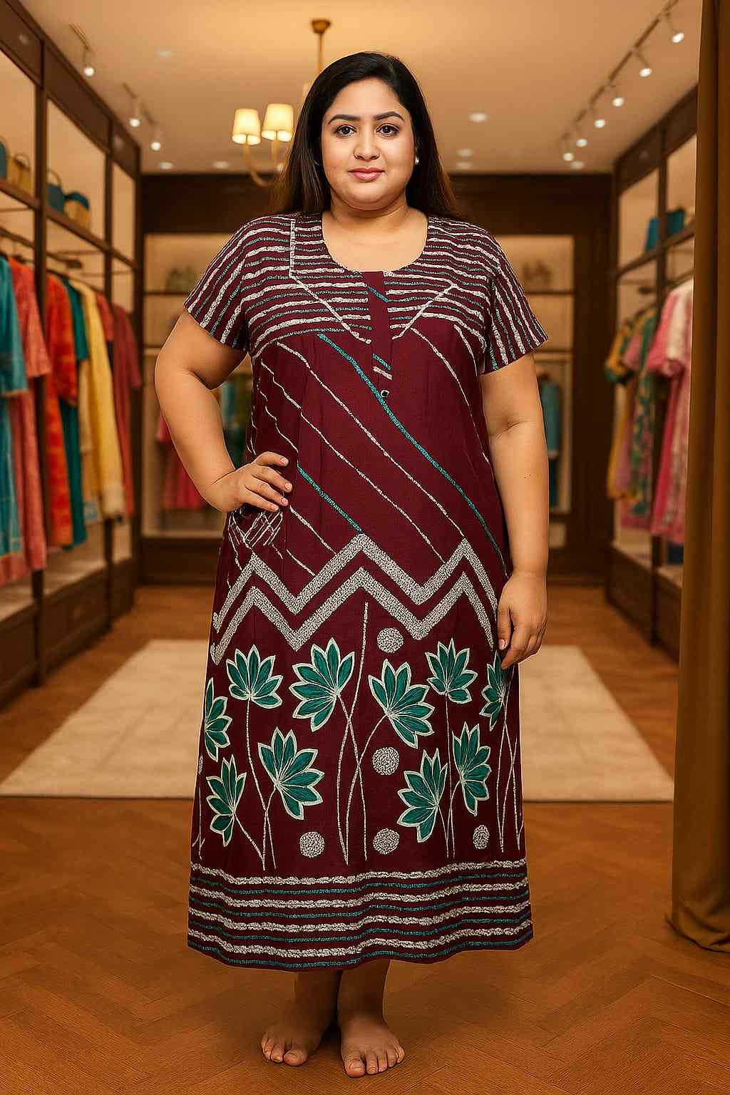 3XL nighty maroon