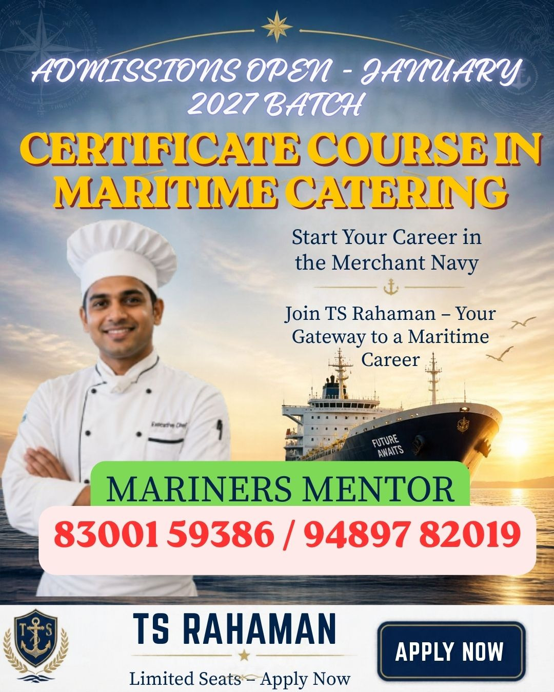 CCMC Admission Open - Jan  2027 - Marine Service in Thoothukudi