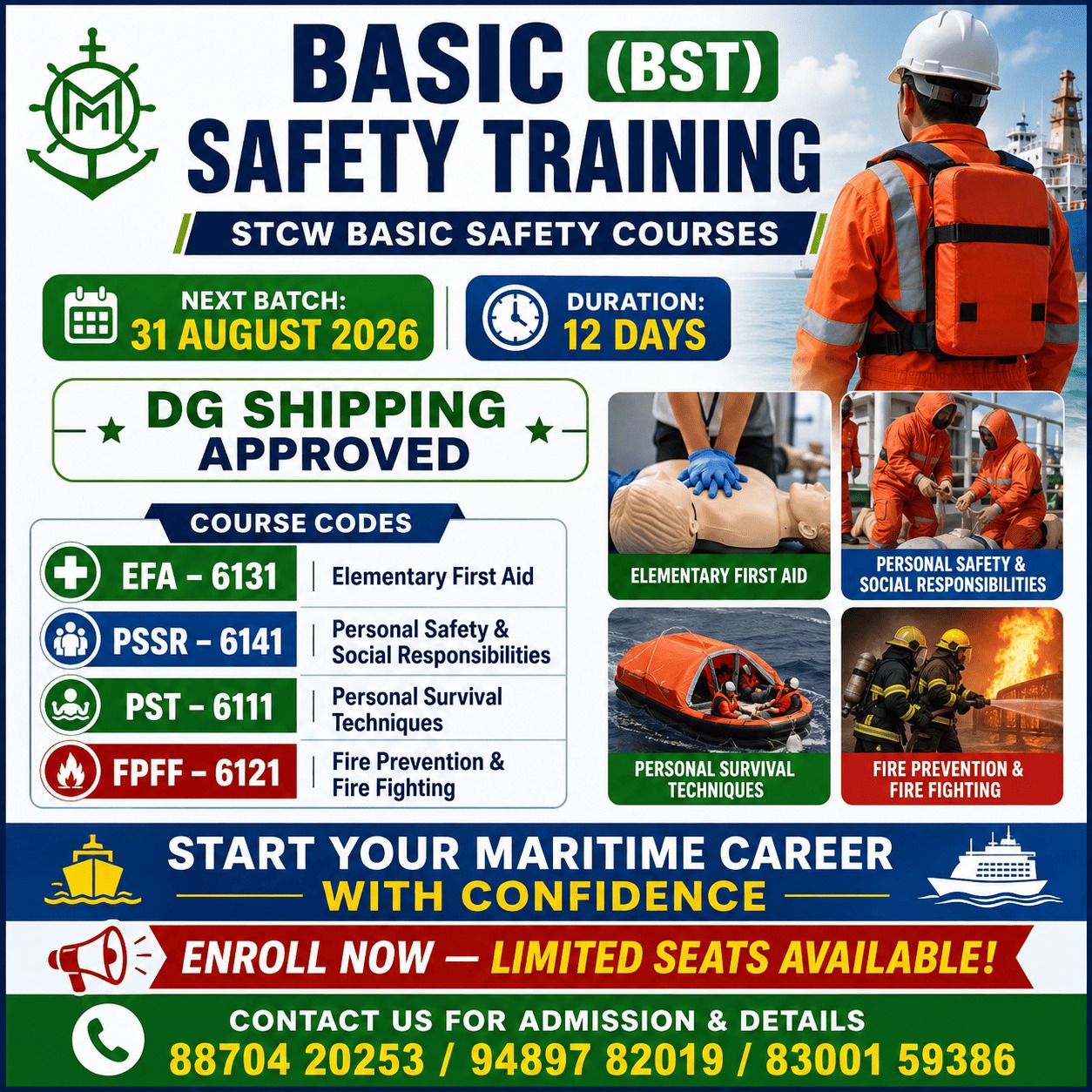 BASIC SAFETY TRAINING  (BST) - Marine Service in Thoothukudi