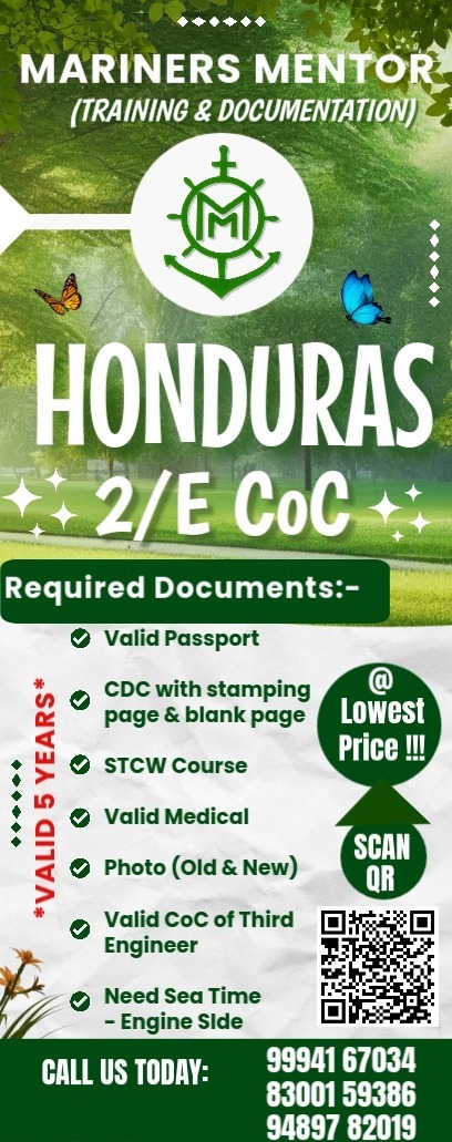 Honduras 2nd Engineer COC - Mariners Mentor