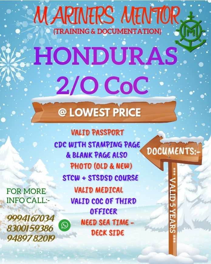 Honduras 2nd officer COC - Mariners Mentor